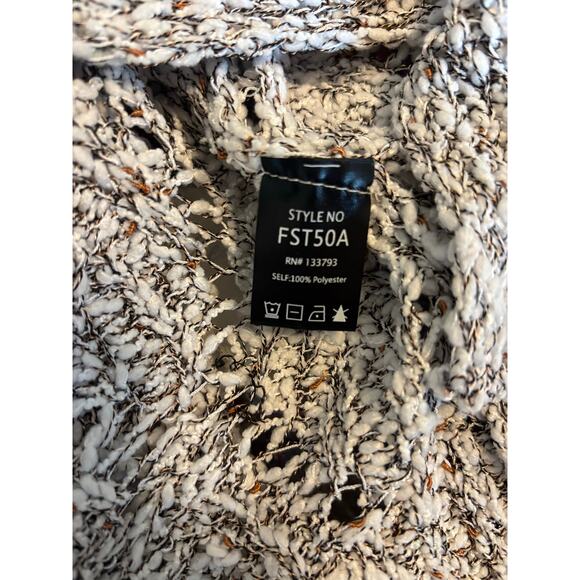 POL Open Knit Cardigan White, Black & Brown Longline Lightweight Boho Sweater - Picture 10 of 11